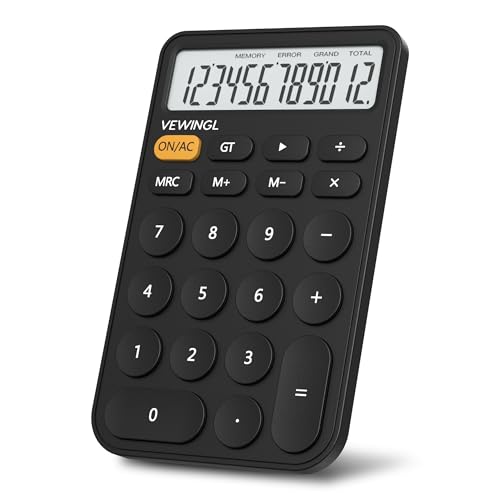 Image of VEWINGL Basic Desktop Calculator, 12 Digit Large Display and Big Buttons | Modern Minimalist Design for School, Office, Home, and Everyday Use