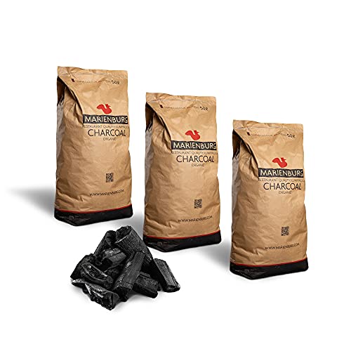 Organic Lumpwood Charcoal BBQ - Sustainable, Smokeless, Odorless, Ready in 15 Minutes!, 95% 5-20cm Pieces 50L Bag - Effortless Ignition - Restaurant Grade Charcoal Quality! (3x50L)