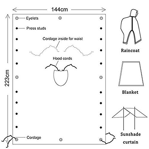 How'on Military Multifunction Camouflage Waterproof Rain Poncho Adults(Gift Emergency Blanket) Army Green One Size #TOP5