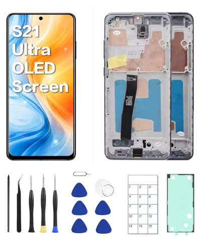 JQYDZH for Galaxy S21 Ultra OLED Screen Replacement with Frame and Tools