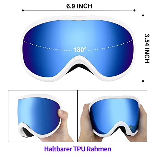 Supertrip Ski Goggles Womens Mens,Anti-fog Anti-glare Skiing Snowboard goggles with 100% UV400 Protection,Helmet Compatible - Image 3