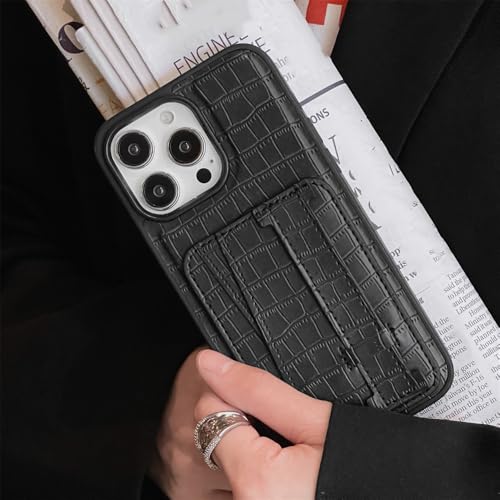 Étui portefeuille en cuir PU noir avec porte-carte intégré pour iPhone 13 Pro