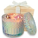 Healing Crystal Candle - 14oz Soy Meditation Candles with Crystals Inside. Fluorite, Amethyst, Clear