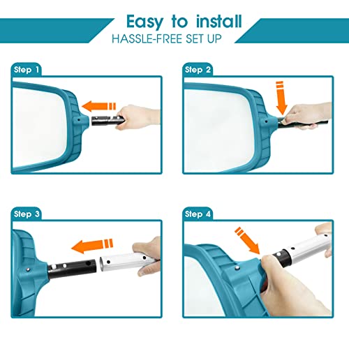 Image of POOLWHALE Professional Pool Skimmer Net,Fine Mesh Net Bag,Heavy Duty Swimming Leaf Skimmer Cleaning Tool - Fast Cleaning,Debris Pickup Removal- Fits Standard Swimming Pool Poles(No Pole)