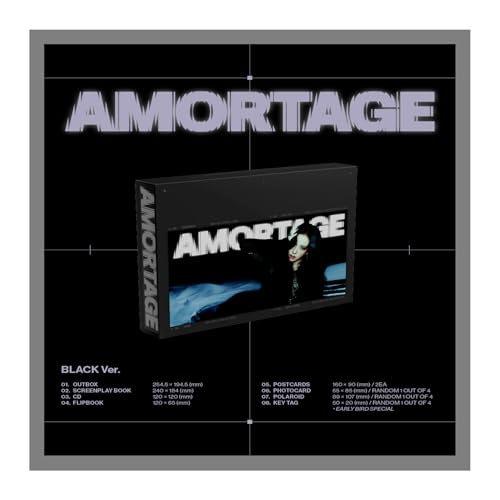 BLACKPINK Jisoo AMORTAGE 1st Mini Album Exclusive Black Version CD+Screenplay Book+Flip Book+2p PostCard+1p PhotoCard+1p Polaroid+Tracking Sealed JI SOO