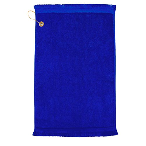 TowelSoft Premium Fringed Velour Golf Towel with Corner Hook &Grommet Placement-Royal