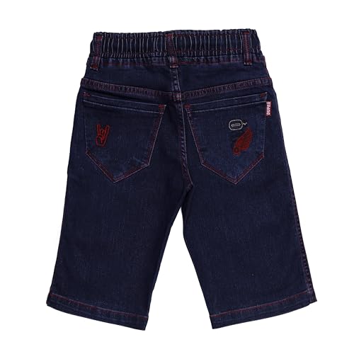 Image of Boys Regular fit,Light Blue,Drawstring Elastic Waistband,Stretchable Cotton Denim, Clean Look,Casual,Below Knee Length, 3 /4 Shorts