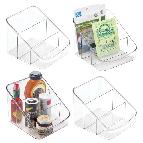 iDesign 3-Section Divided Packet Organizer for Kitchen and Pantry Storage – Set of 4 – Clear