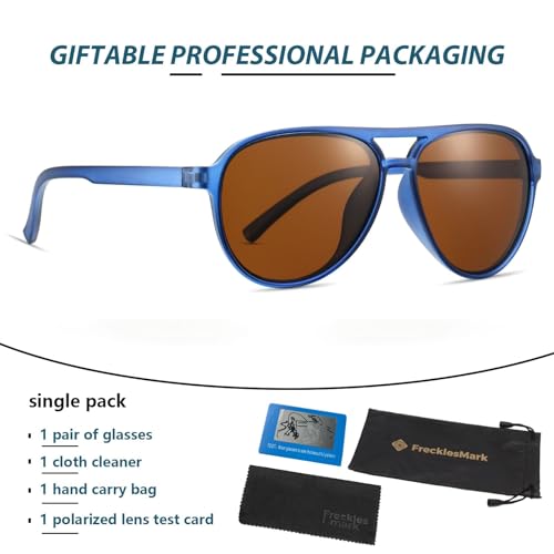 Image of Freckles Mark Classic Aviator Polarized Sunglasses for Men Women Double Bridge Retro 70s 80s Glasses Coloful Shades