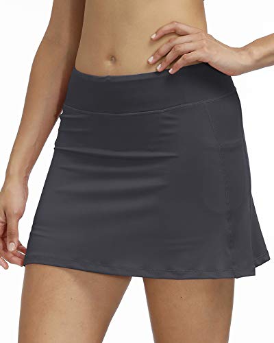 3AXE Women\'s Tennis Skorts with Inner Shorts Pockets Lightweight Active Skirts for Golf Sports Running Dress Grey Large