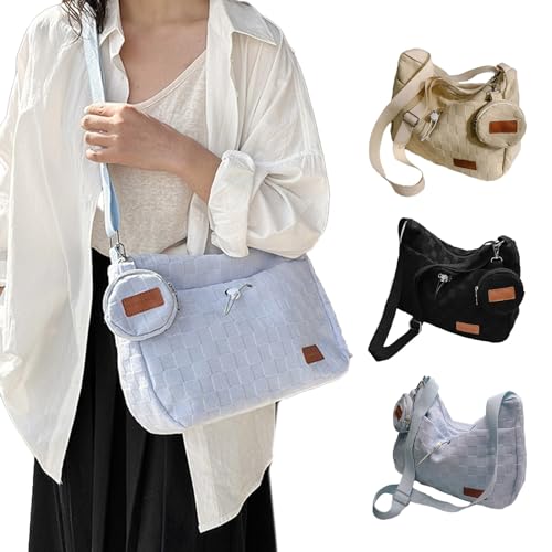 Stylish Harajuku Style Crossbody Bag for College Students Large Capacity Shoulder Bags with Checkered Print2