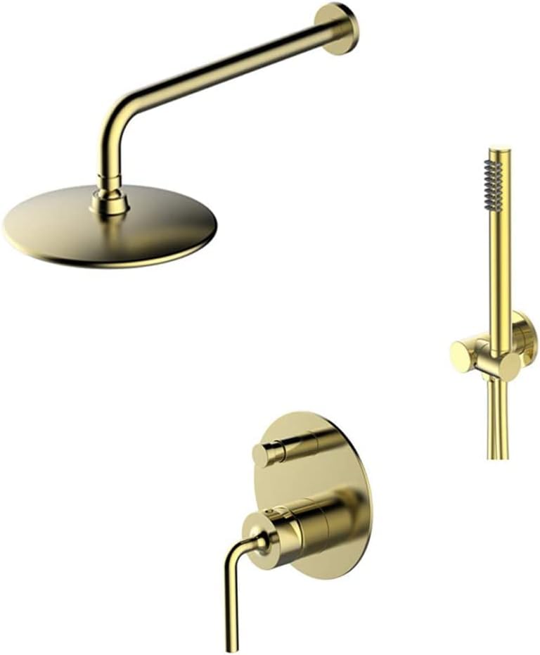 浴槽用蛇口、壁掛け真鍮シャワー水栓、ブラッシュゴールドバスタブ用蛇口セット、ハンドヘルドシャワー付き、適切なバスルームの高級シャワー
