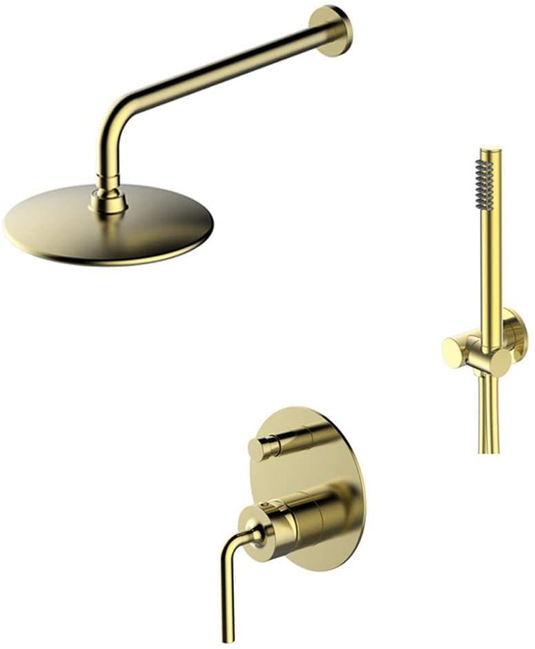 Ensemble de robinets de baignoire or brossé anti-calcaire en laiton pour douche murale