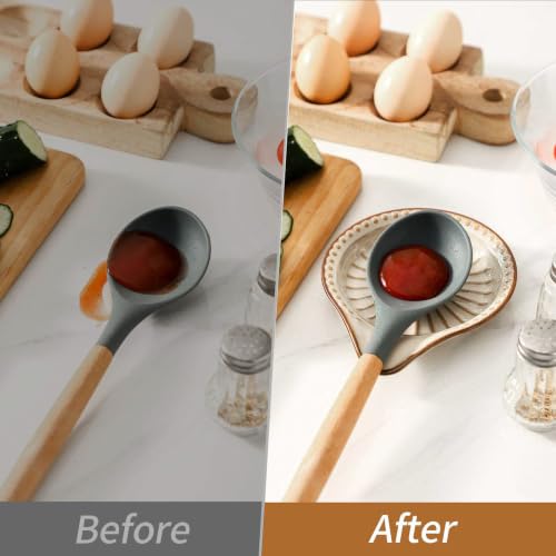Image of Spoon Rest for Stove Top, Ceramic Spoon Holder for Countertop, Beige | 5.1Inhes Spatula Rest for Kitchen Counter, Heat-Resistant Cooking Utensil Rest for Coffee Spoon Dish, Tongs, Dishwasher Safe