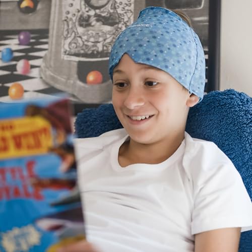 Image of TheraICE Migraine Relief Cap, Soothing Headache Hat Ice Pack Mask (Junior Blue, X-Small) (Pack of 2)