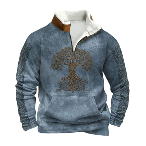 Sweat-Shirt Polaire Demi-Zip WWricotta Vêtement Chaud sans Capuche Homme