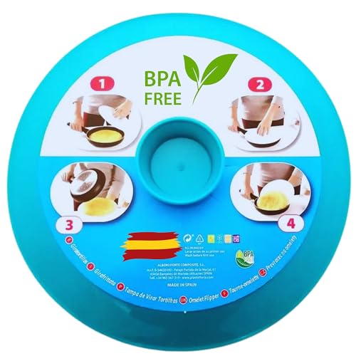 TAPA VOLTEATORTILLAS Sartenes| Gira Tortillas Tapadera | Ideal para Tortilla de Patatas| Vuelcatortillas Grande 29 Cm|Antisalpicaduras Cocina Plástico|Giratortillas Volteadora Vuelta Voltear|Azul