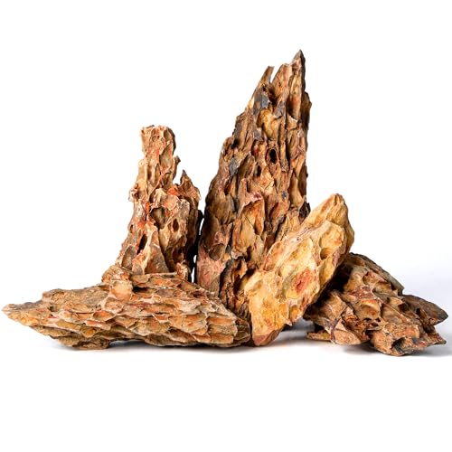 FISCAPE 2.2-8.1 Inches Natural Dragon Stone 5 PCS Mixed Sizes Aquarium Rocks for Aquascaping Terrariums Reptile Tanks & Aquarium Dcor