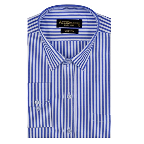 Image of ACCOX Men's Striped Full Long Sleeves Regular Fit Cotton Formal Checkred Shirts(GCR79)