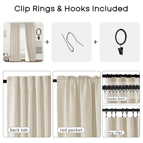 PANELSBURG Beige Curtains 84 Inch Length 2 Panels Set,Linen Farmhouse Boho Room Darkening Blackout Thermal Curtains 84 Inches Long for Bedroom Black Out Aesthetic,Cortinas para Sala Modernas 2025 - Image 2