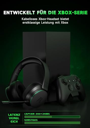 Image of Wireless Gaming Headset for Xbox Series X|S, Xbox One, PS5, Black /Green