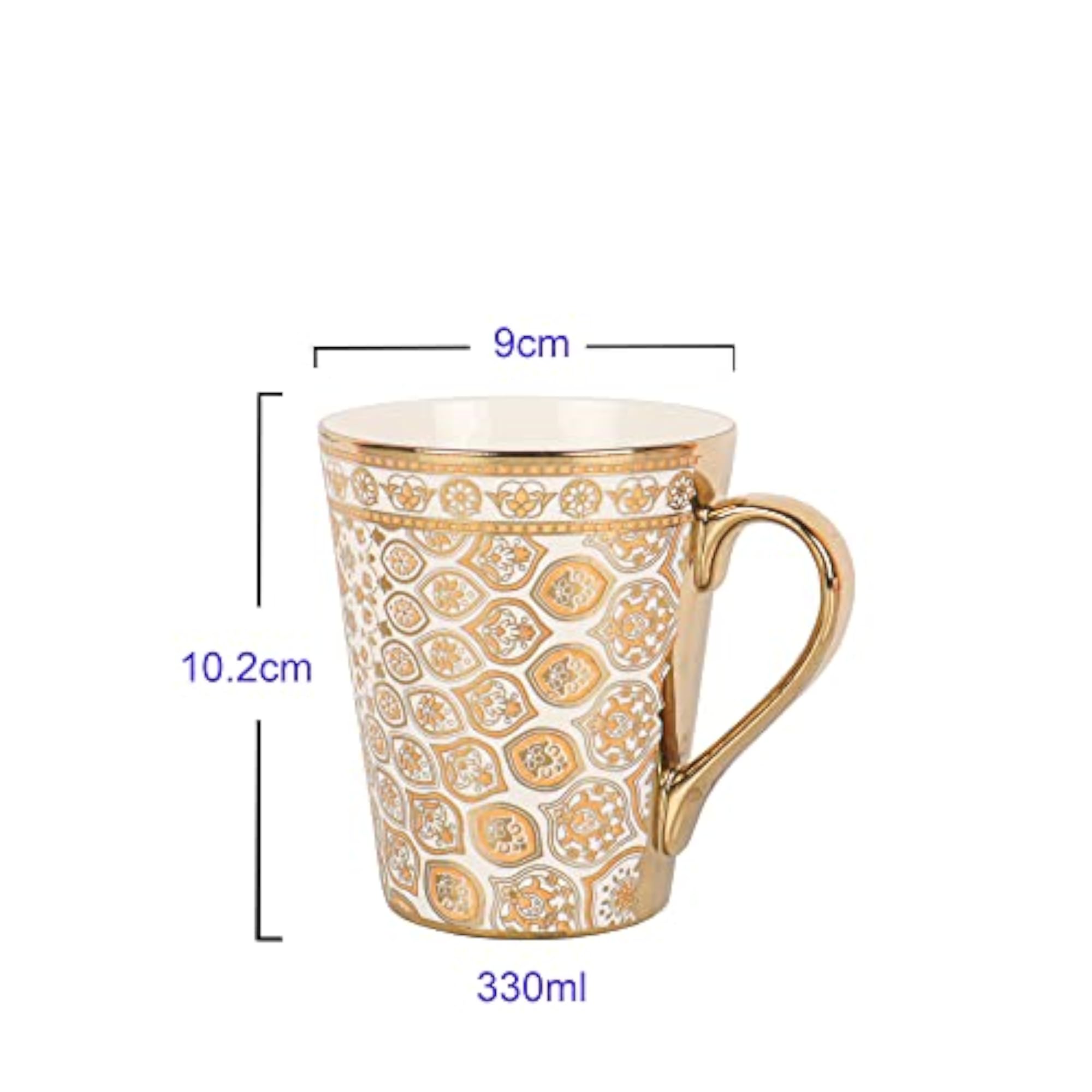 Elegant Gold & White Ceramic Coffee Mug, Luxury Design