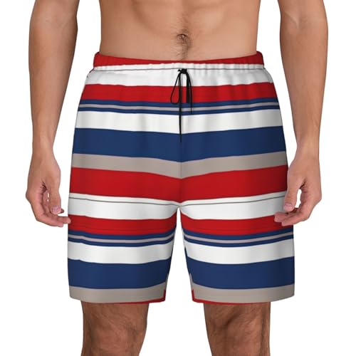 Short de bain pour homme léger respirant motif rayures tricolore