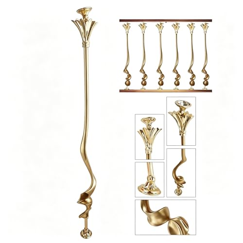 Barres décoratives en métal pour escalier intérieur et balustres noirs et dorés