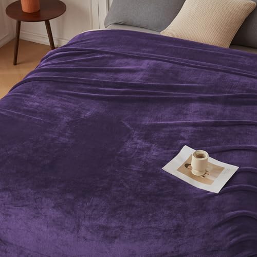 COOVA Oversized King Fleece Blanket 120x138 inches, Soft Cozy Warm Giant Extra Large 10'x11.5' Blanket for Bed, Sofa, Couch,Travel, Camping, California Huge Flannel Big Throw Blanket, Pueple