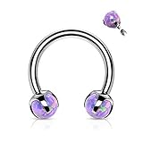 Amelia Fashion 16 Gauge Claw Set Opal Internally Threaded 316L Surgical Steel Horseshoes for Cartila