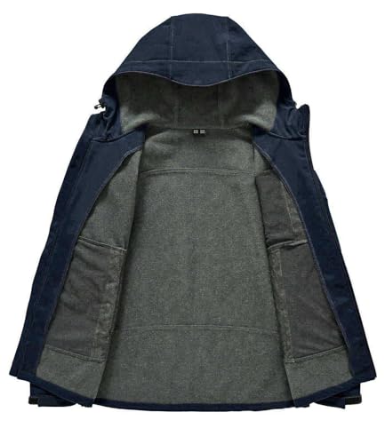 Rdruko Softshelljacke Herren Wasserdicht Gefütterte Winterjacke Funktionsjacke mit Fleece Outdoorjacke Winddichte Freizeitjacke für Wandern Fahrrad Camping(Dunkelblau, L)