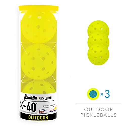 Franklin Sports Outdoor- X-40 Pickleball Balls - Usa Pickleball (Usapa) Approved - 3 Pack Outside Pickleballs - Optic Yellow - Us Open Ball #TOP1