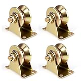 NouraVita 2' V-Groove Wheel Sliding Gate Casters with Brackets Heavy Duty Rigid Roller for Inverted V-Track, Rolling Gate, Industrial Machines Rail, Total Load Capacity 2500 Lbs, Pack of 4