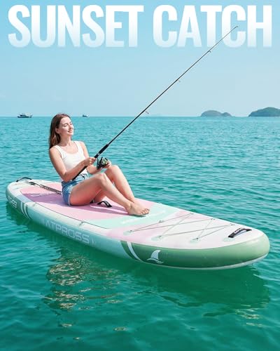 Image of 10'6''x33''Inflatable Stand Up Paddle Board, 400lbs Extra Wide Stand Up Paddleboard with Kayak Seat, Anti-Slip EVA Deck Premium SUP Accessories Kit, Non-Slip Stable Deck Boat