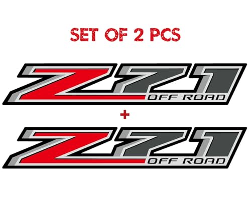 Image of Set of 2 PCS Z71 Off Road Decals Stickers Compatible with Chevy Silverado Sierra Truck Pickup Bedside, Auto Decoration Accessories Emblem (Red and Gray)