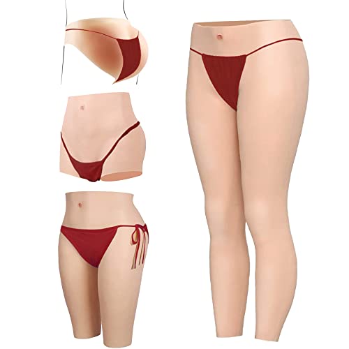 YIQI Silicone Panty with Pee Device Silicone Briefs Food Grade for Crossdresser Drag Queen (Nude Color, Cropped Pants)