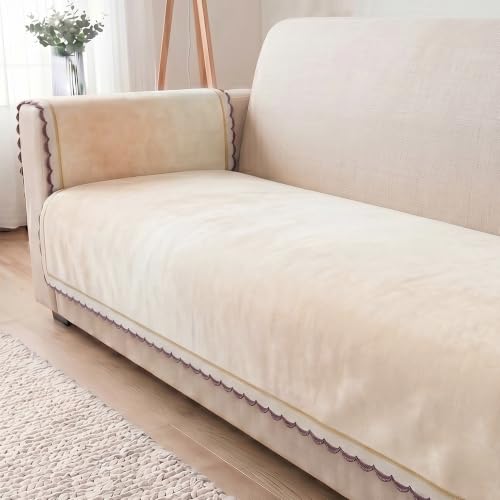 Image of Story@Home Velvet Sofa Cover 3 Seater Set (76x178cm) with Arm Rest Covers |Anti Slip Sofa Mat 3 Seater for L Shape Sofa Cover |Measure Your Sofa & Create Your Own Customized Set - Ombre Cotton Candy