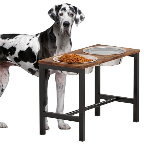 Piskyet Extra Large Elevated Dog Bowls, Metal Raised Dog Bowl Stand with 2 X-Large Stainless Steel Food Water Bowls-2700ML?92oz?, Non-Slip Tall Dog Food Bowl Stand for Large & Extra Large Breed Dogs