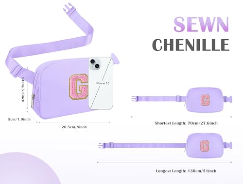 Image of COSHAYSOO Graduation Birthday Initial Gifts for Teen Girls 6 7 8 9 10 11 12 13 14 Year Old Purple Crossbody Shoulder Bag for Girls Travel Purse Unique Trendy Preppy Stuff Chenille Letter G