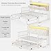 ADORNEVE Daybed with Trundle, Twin to King Daybed with Charging Station & LED Lights, Metal Trundle Bed Twin with Hidden Storage Headboard, Upholstered Sofa Day Bed for Living Room, Bedroom, White