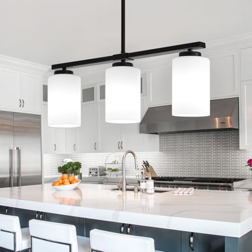 Modern Farmhouse Kitchen Island Lighting - 3-Light Black Chandelier