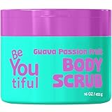 BeYOUtiful Guava Passion Fruit Body Scrub Exfoliator for Kids & Teens, Easter Gifts for Kids, Gentle Sugar Exfoliating Scrub, Shea & Sweet Almond Oil, 16 oz, Easter Stuffers