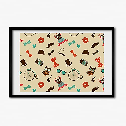 Tableau peinture hiboux hipster pour sublimer le mur de votre salon