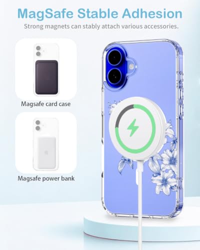 Coque iPhone 16 Plus clématite bleue cadeau idéal fille