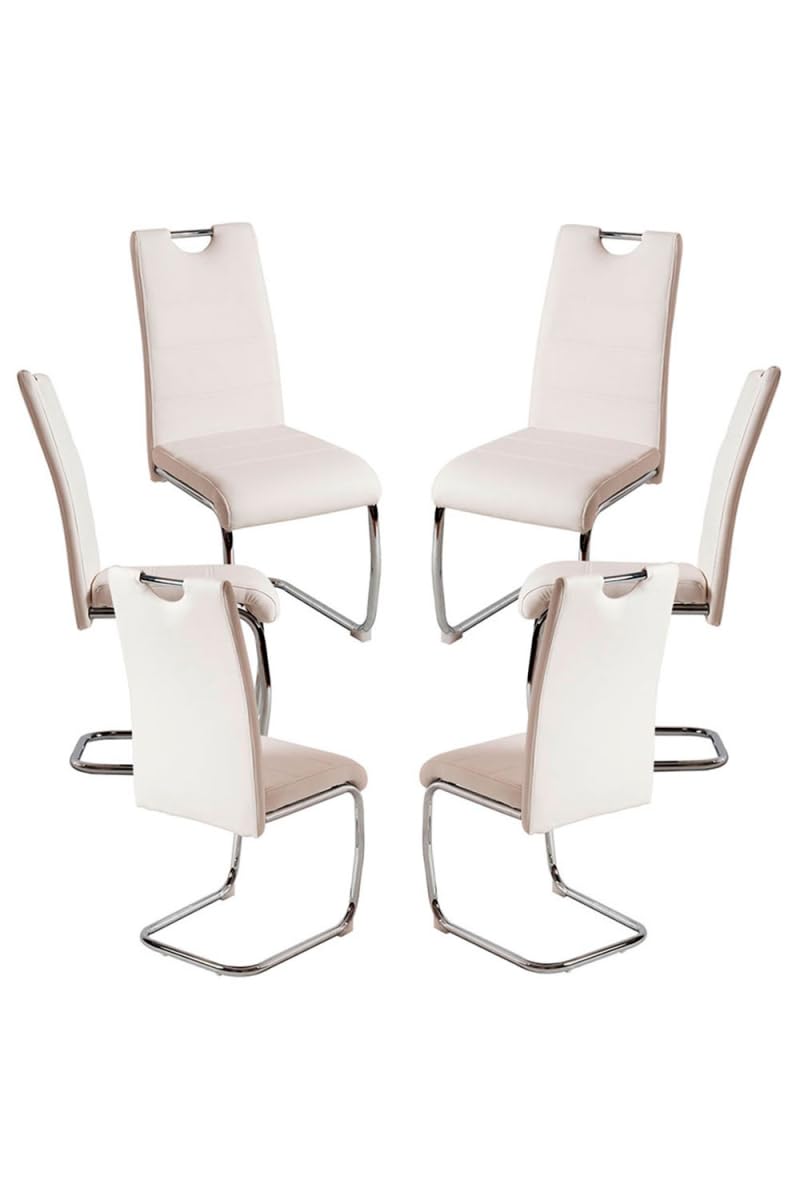 Regalos Miguel - Packs Sillas Comedor - Pack 6 Sillas Hallen Polipiel - Blanco