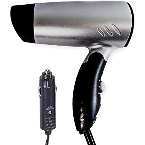Netagon Portable Compact Foldable 12V in Car Hair Dryer for Travelling, Camping, Festivals, Caravan, Motorhome & Windscreen De Frosting Icer (Silver) Cover