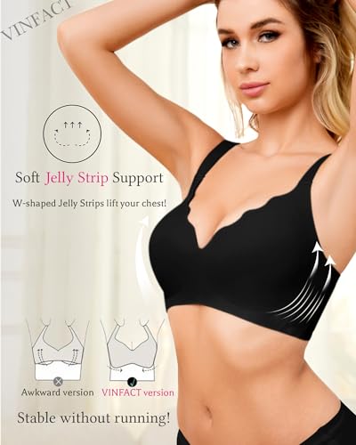 Vinfact Plunge V Bras for Women No Underwire Wireless Full Coverage Bralette Seamless T Shirt Everyday Sleep Bra2
