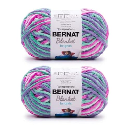 Image of Bernat Blanket Brights 300g Unicorn Brights Yarn - 2 Pack of 300g /10.5oz - Polyester - 6 Super Bulky - Knitting /Crochet