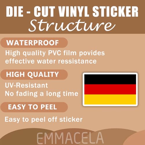 Image of (3PCS) Germany Flag stickers, Countries Flag Stickers - Waterproof Vinyl Decals For Laptops, Tumblers, Water Bottles, Books, Scrapbooks, Size 3 x 1.8