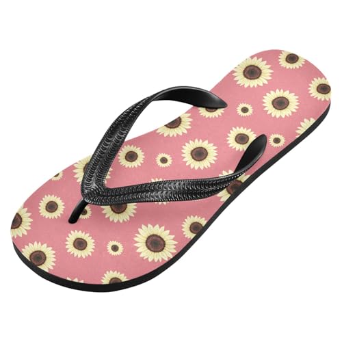 Sunflower Blossom Pink Flip Flops for Beach Thong Sandals Anti-slip Lightweight Flat Slippers for Travel Summer Outdoor2